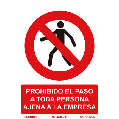SEÑAL PROHIBIDO PASO PERSONA AJENA PVC