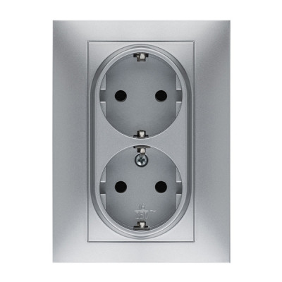 BASE ENCHUFE EMPOTRAR ALUMINIO DOBLE