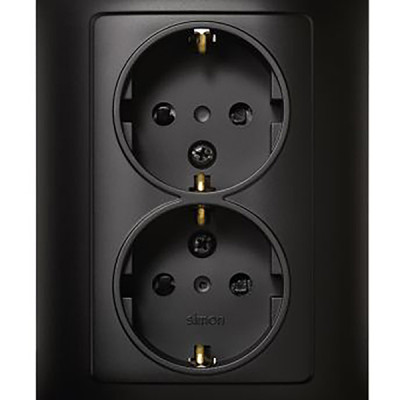 BASE ENCHUFE EMPOTRAR NEGRO DOBLE
