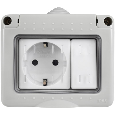 CONMUTADOR Y BASE SUPERFICIE ESTANCO SCHUKO C/TT