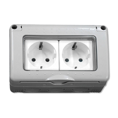 BASE DOBLE SUPERIFICIE ESTANCO SCHUKO C/TT IP55