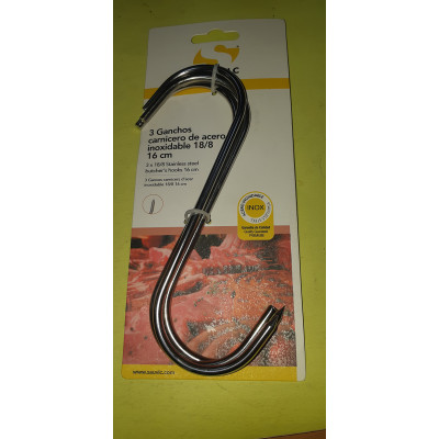 GANCHO CARNICERO INOX BLISTER DE 3 18/8 N-14