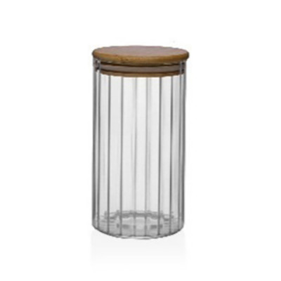 BOTE ALMACENAMIENTO BOROSILICATO TAPA BAMBU