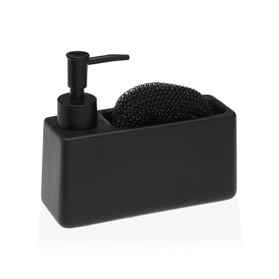 DISPENSADOR JABON +ESTROPAJERO NEGRO