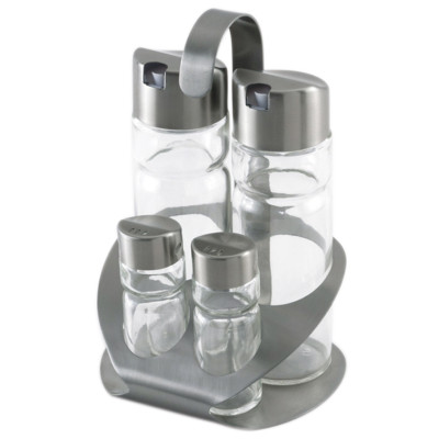 VINAGRERA Y ACEITERA INOX C/SOPORTE