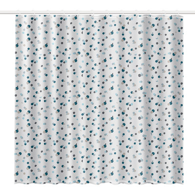 CORTINA BAÑO POLYESTER BLANCA PUNTOS
