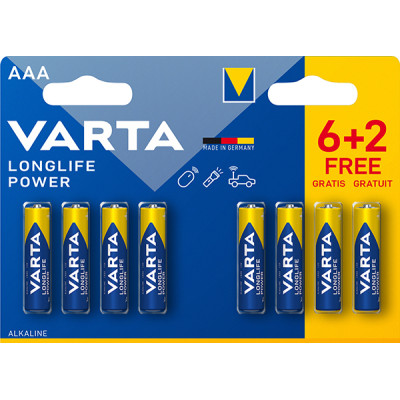 PILA ALCALINA LR03 AAA BL 6+2 LONGLIFE POWER