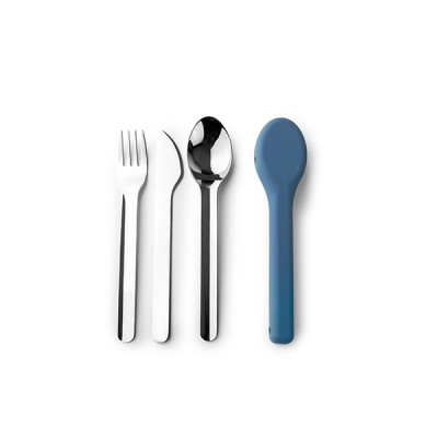 CUBIERTOS CAMPING INOX SET-3 C/FUNDA SILICONA