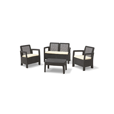 CONJUNTO RATAN TARIFA LOUNG 4P MARRON