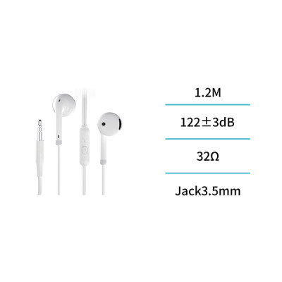 AURICULAR C/CABLE JACK 3.5mm SEMI IN EAR BLCO